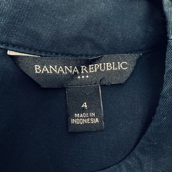 Banana Republic Womens Navy Blue Sleeveless Lace Up Romper with Pockets Size 4 - Picture 4 of 7